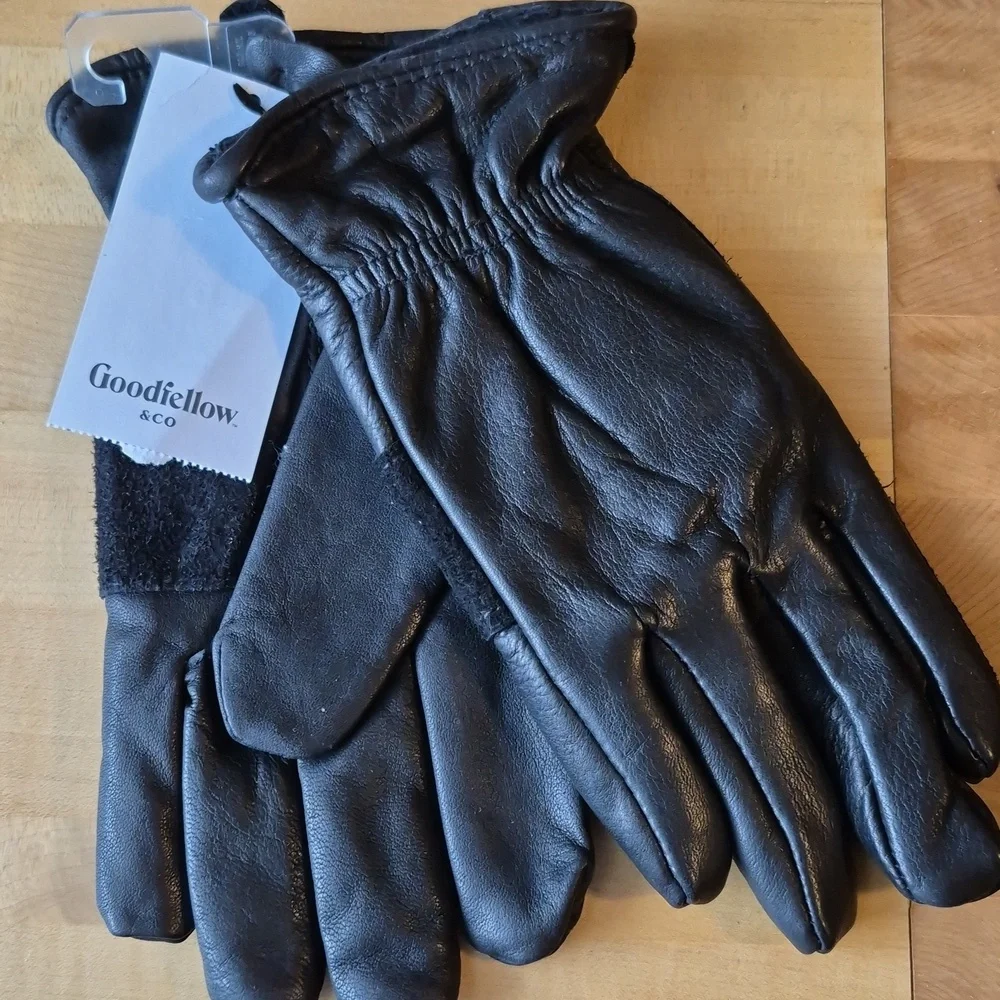 Goodfellow & Co Men's Black Leather Gloves - Picture 1 of 4